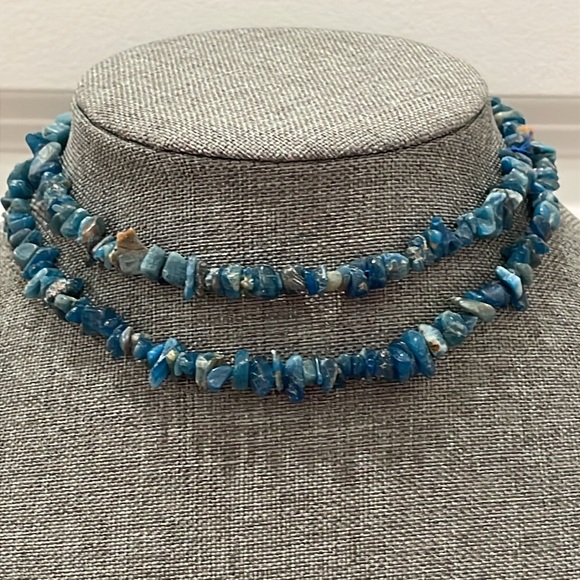 Jewelry - Handmade Blue Apatite Long Necklace